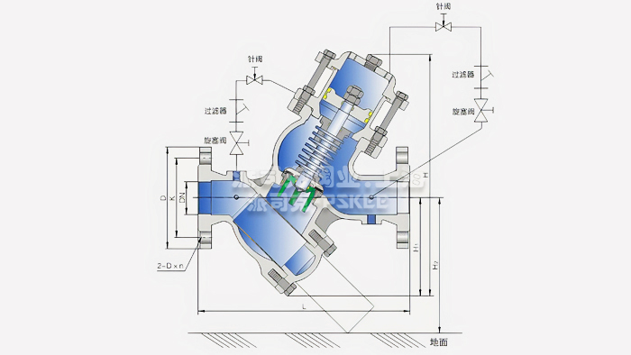 YQ98004过滤活塞式缓闭止回阀结构图