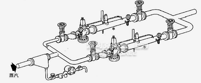 25P斯派莎克蒸汽减压阀并联安装示意图