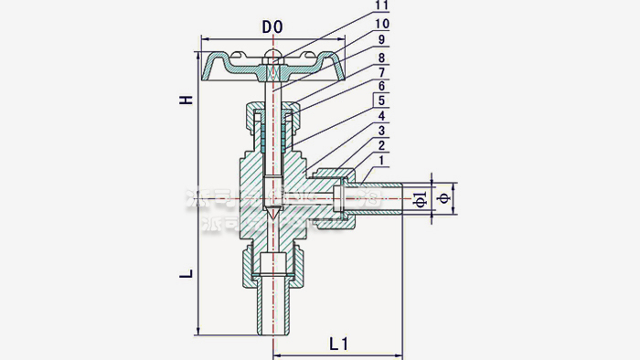 外螺纹角式针型截止阀结构图