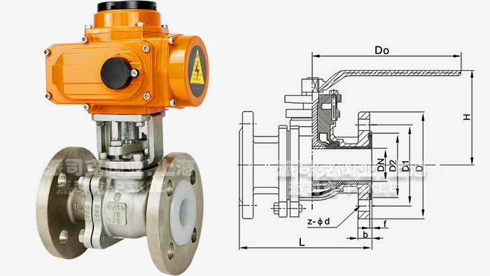 电动衬氟球阀尺寸图