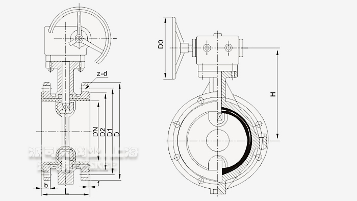 法兰式衬氟蝶阀结构图