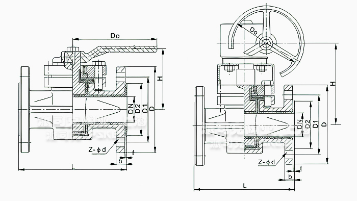 X43F46衬氟旋塞阀结构图