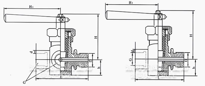 X14H压力表三通旋塞阀结构图