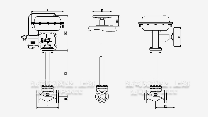 气动波纹管调节阀尺寸图