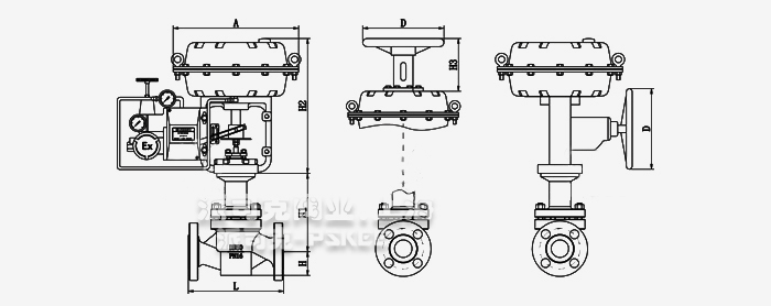 气动衬氟调节阀尺寸图