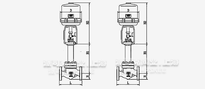 电动波纹管密封调节阀尺寸图