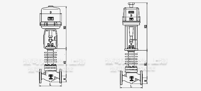 电动高温调节阀尺寸图