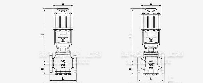 ZSQ气动活塞式切断阀尺寸图