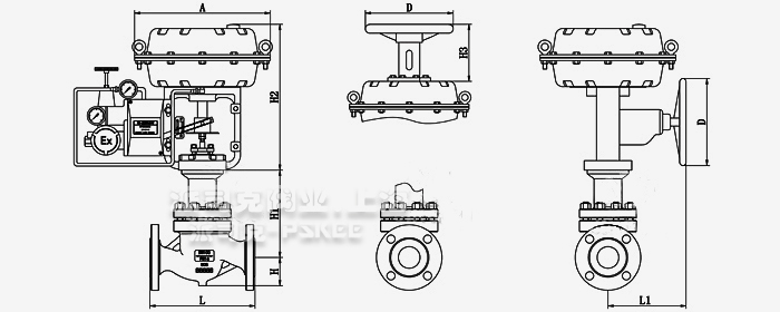 气动笼式单座调节阀尺寸图