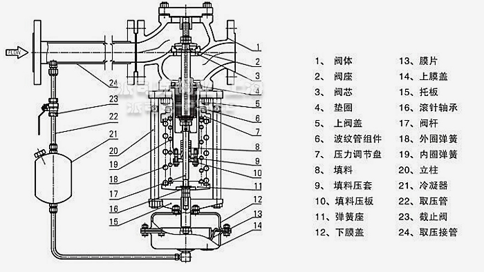 自力调节阀阀前薄膜式结构图
