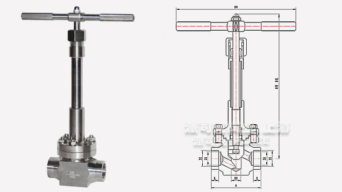 低温长轴截止阀尺寸图