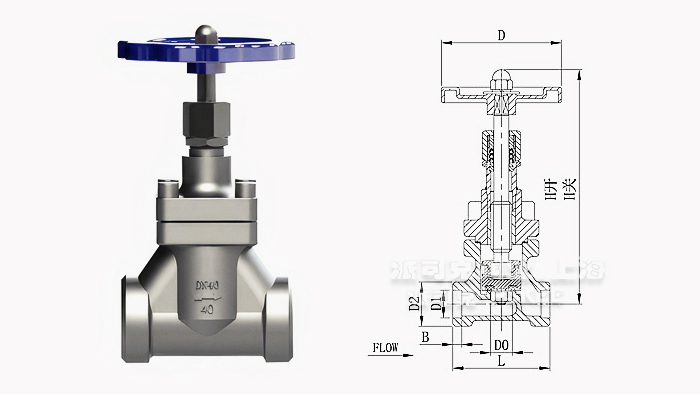 不锈钢低温短轴截止阀尺寸图