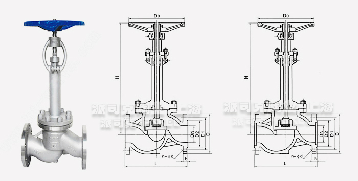 低温法兰截止阀尺寸图