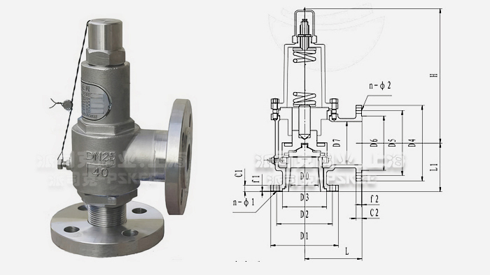 低温法兰安全阀尺寸图