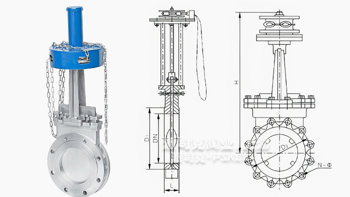 链轮刀型闸阀尺寸图