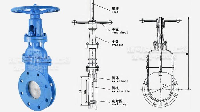 手动暗板刀型闸阀尺寸图