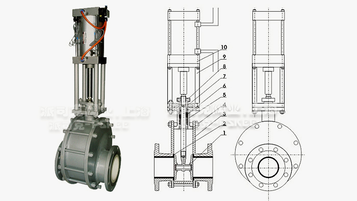 气动陶瓷双闸板阀结构图