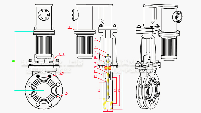 电液动刀型闸阀结构图