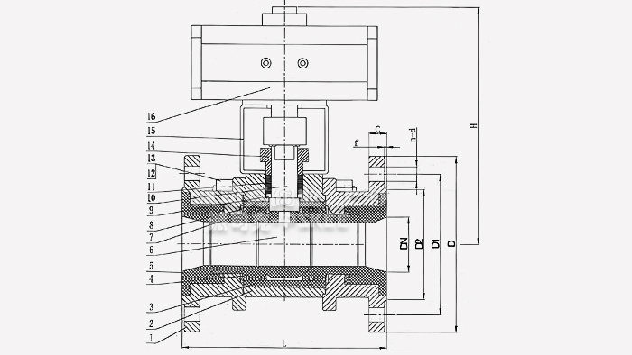 气动陶瓷球阀结构图