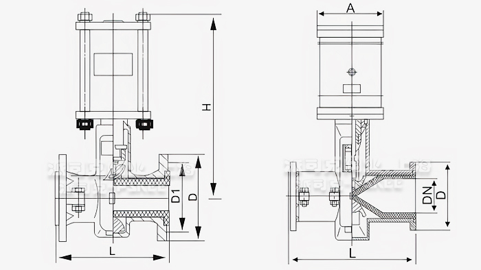 常开型气动管夹阀尺寸图