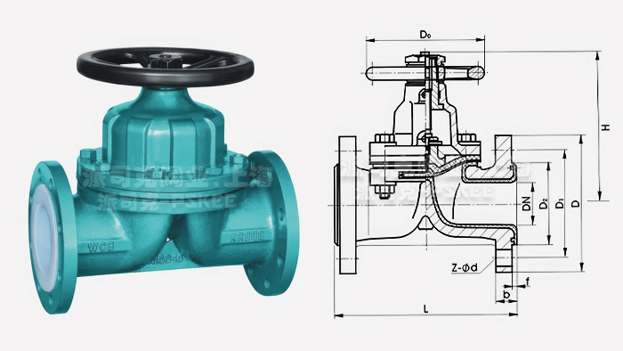 G41F46衬氟隔膜阀尺寸图