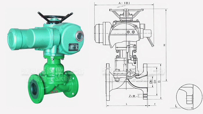 电动衬胶隔膜阀尺寸图