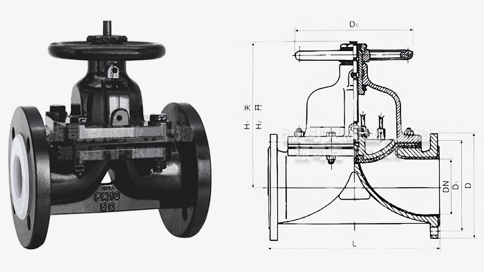 G41J衬胶隔膜阀尺寸图