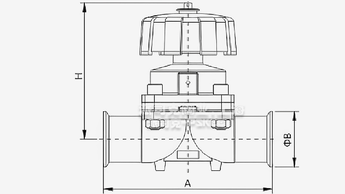 卫生级盖米隔膜阀尺寸图