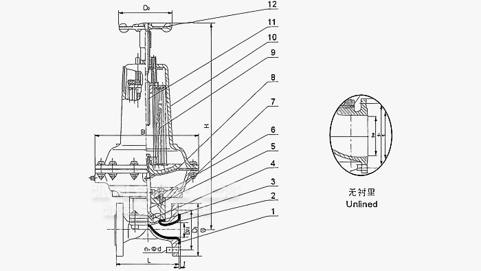 英标常开式气动隔膜阀尺寸图