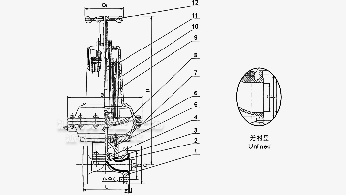 英标常闭式气动隔膜阀尺寸图