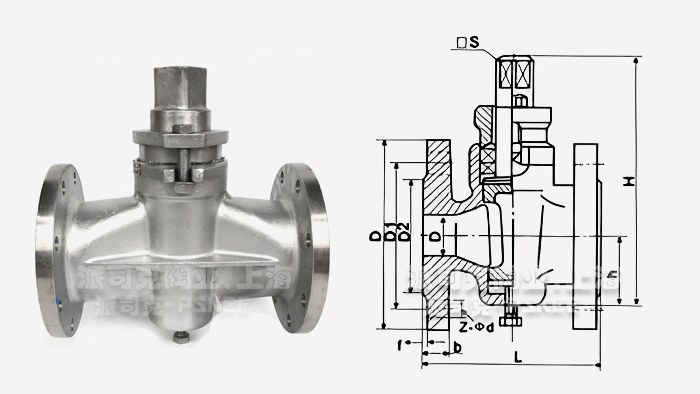 二通不锈钢法兰旋塞阀结构图