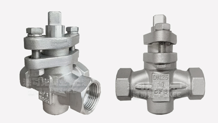 不锈钢内螺纹三通旋塞阀图片