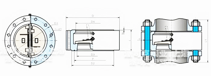 对夹式法兰双瓣止回阀结构图