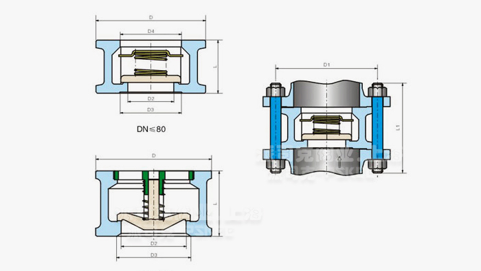 对夹升降式止回阀结构图