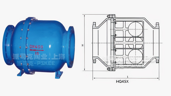 HQ45双球微阻球形止回阀结构图