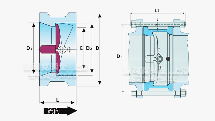 双瓣式止回阀结构图