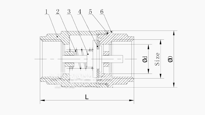 内螺纹止回阀结构图