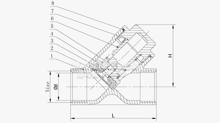 Y型螺纹止回阀结构图