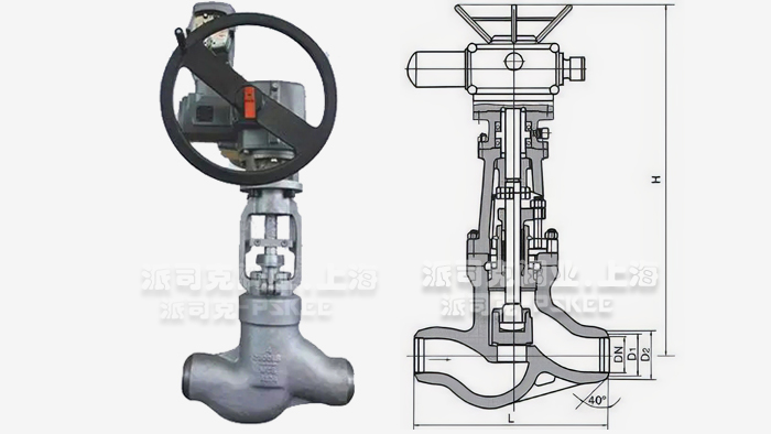 高温高压电动截止阀尺寸图