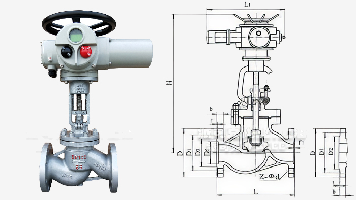 电动法兰截止阀尺寸图