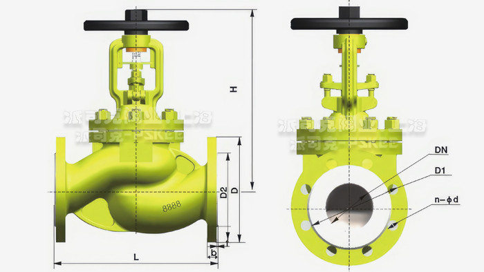 氯气波纹专用管截止阀尺寸图
