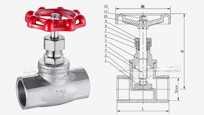 不锈钢内螺纹截止阀结构图