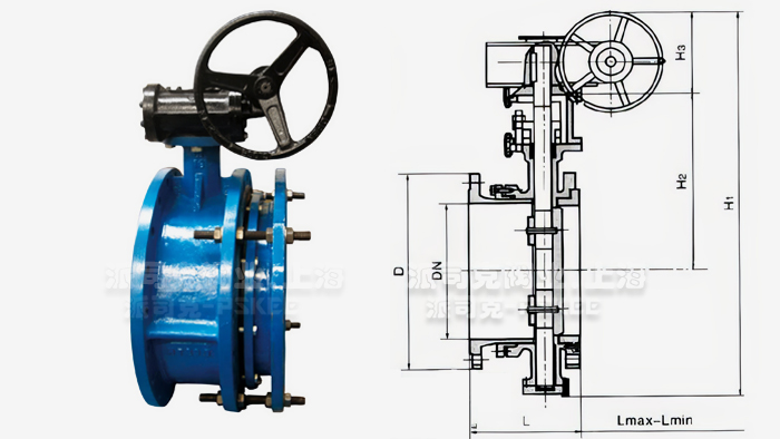 伸缩蝶阀尺寸图