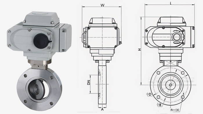 电动高真空蝶阀尺寸图