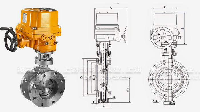 电动硬密封蝶阀尺寸图