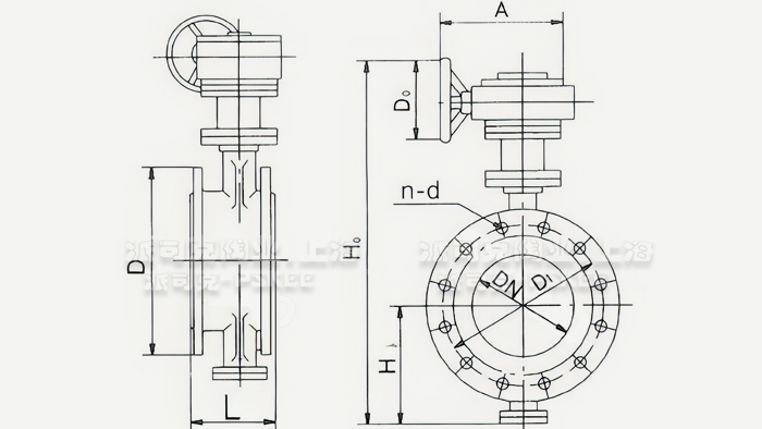 硬密封法兰蝶阀尺寸图