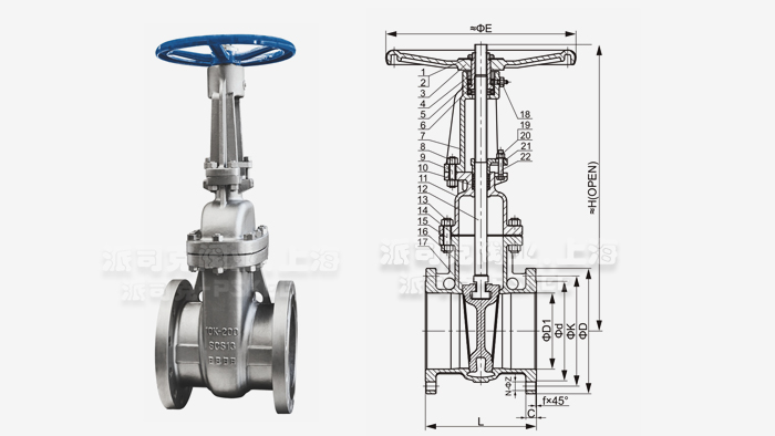 日标闸阀结构图