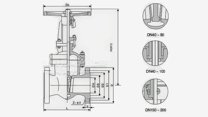 铸钢闸阀尺寸图