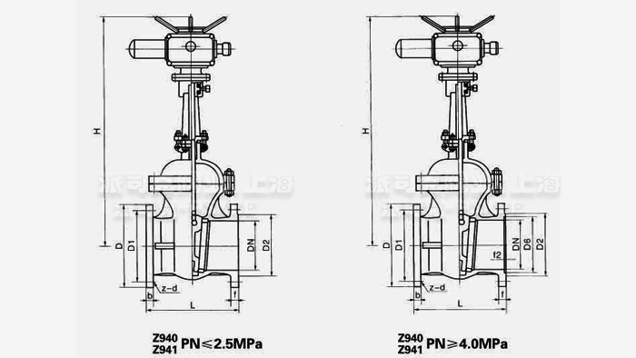 电动法兰闸阀尺寸图