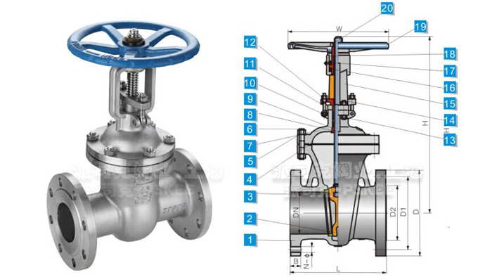 不锈钢闸阀结构图